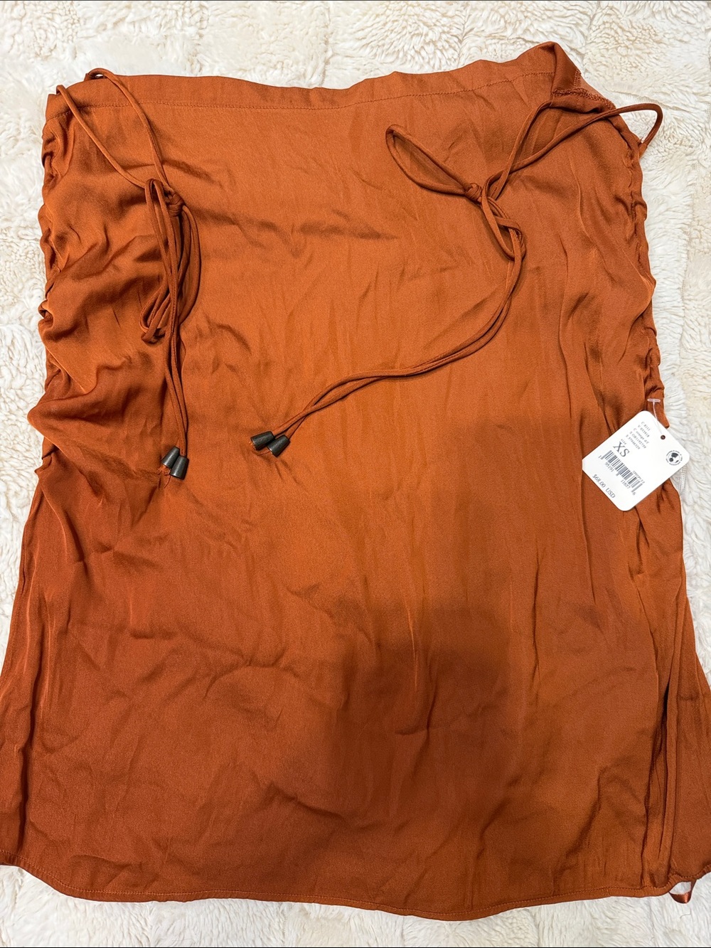 Free People Rust Orange Drawstring Blouse NWT